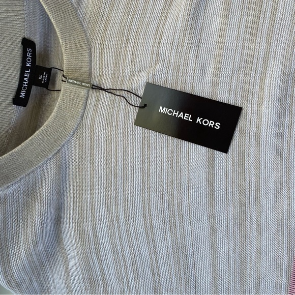 MICHAEL KORS Striped Oatmeal Crewneck Sweater - Picture 7 of 7